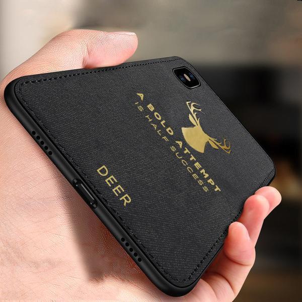 iPhone XS Max Luxury Gold Textured Deer Pattern Soft Case