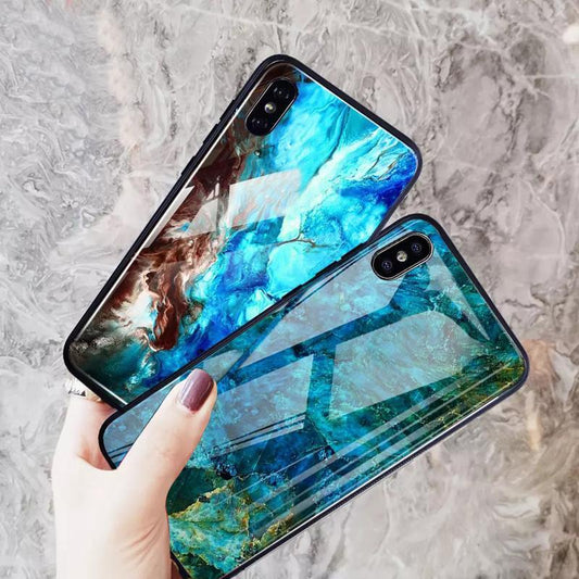 iPhone XS Max Soothing Sea Pattern Marble Glass Back Case