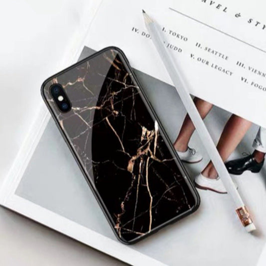 iPhone X Gold Dust Texture Marble Glass Case