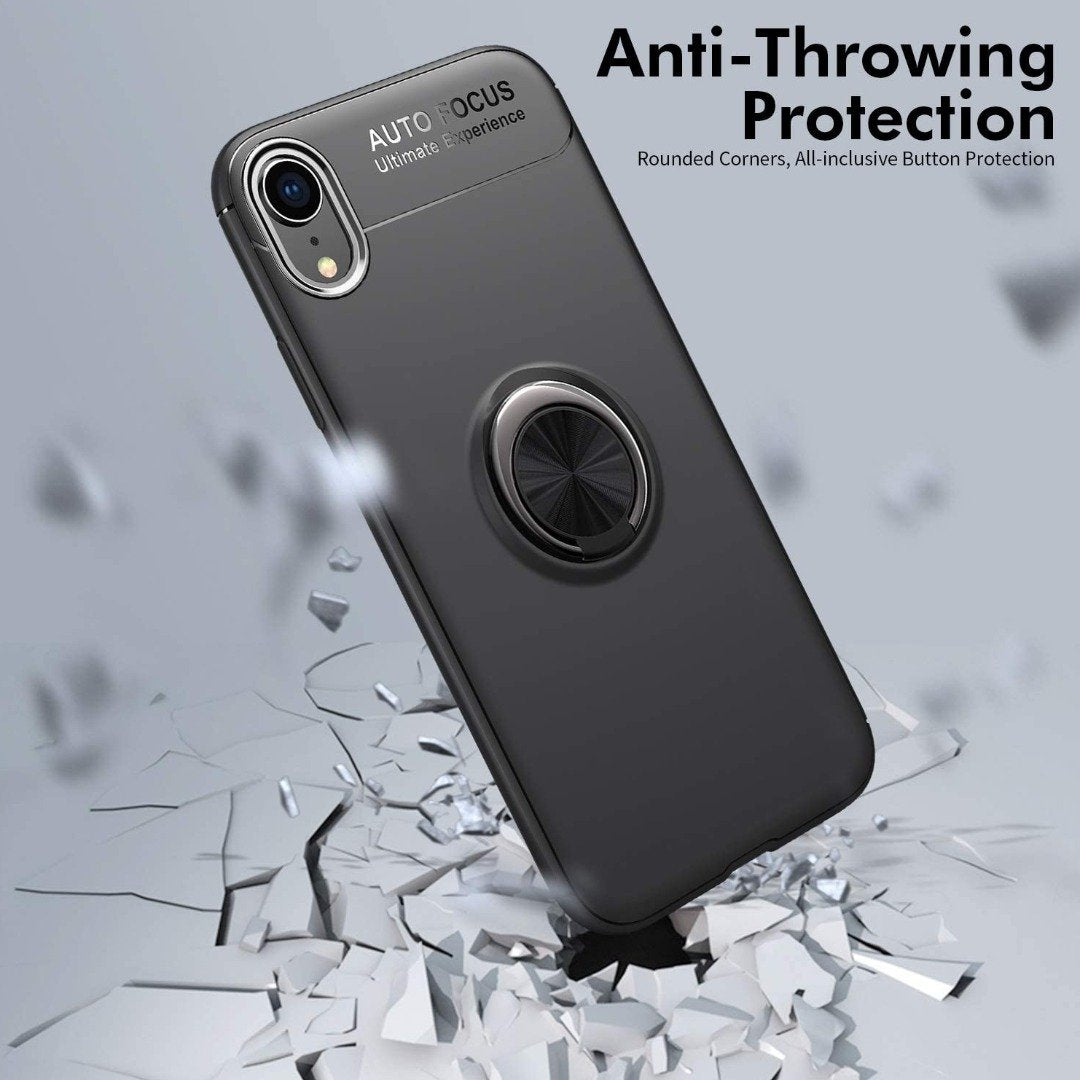 iPhone XR Metallic Finger Ring Holder Matte Case