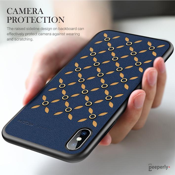 Rock ® iPhone XS Max Leather Weave Stud Case