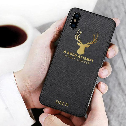 iPhone X/XS Luxury Gold Textured Deer Pattern Soft Case